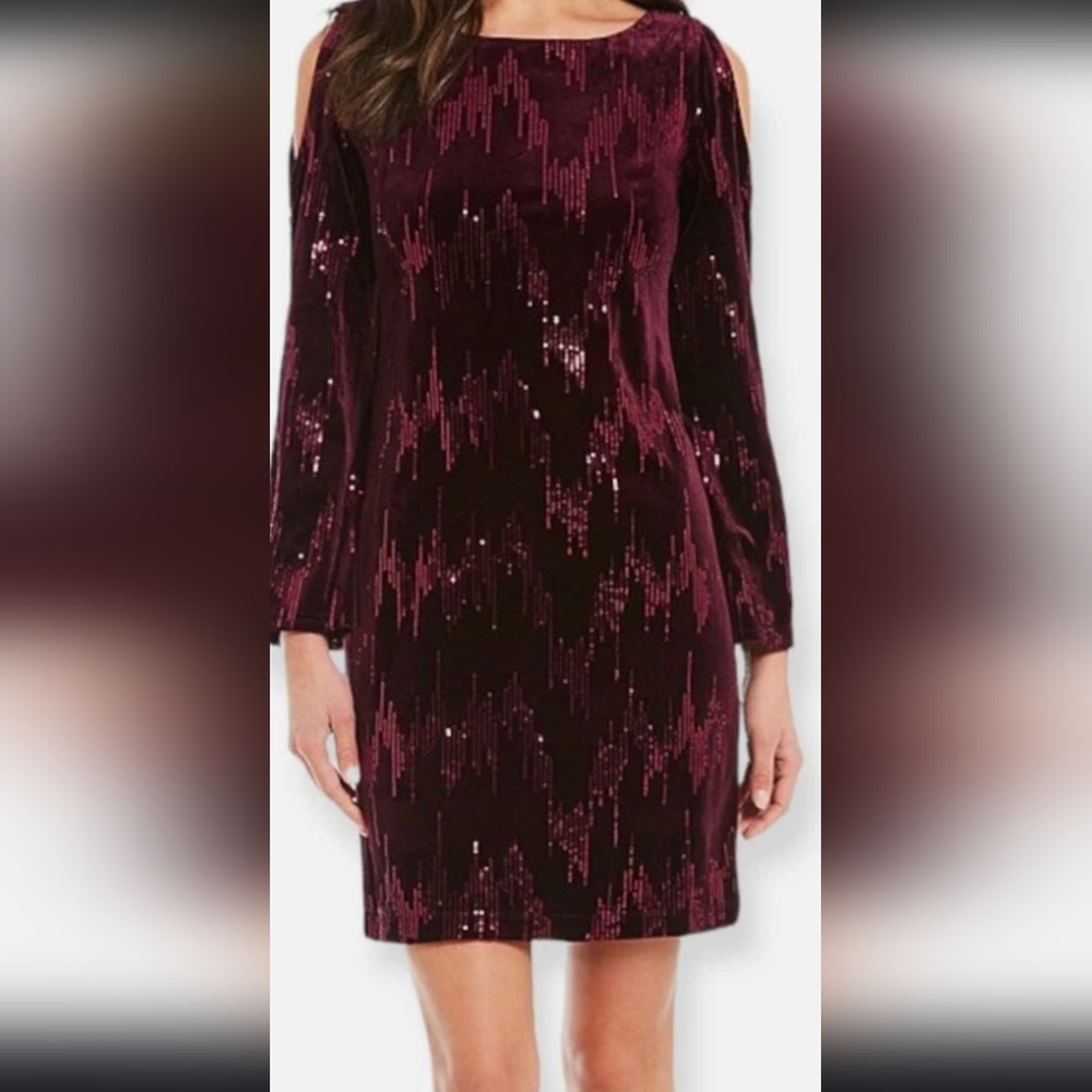 Absolutely Stunninb Burgundy Sequin Dress By Jessica Howard Size 6